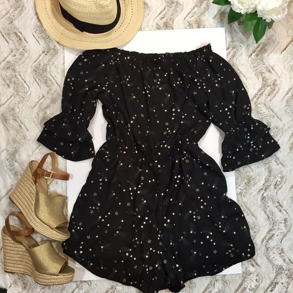 Monteau Pants - NEW ROMPER ONE PIECE SLEEVES RUFFLE BLACK SHORTS